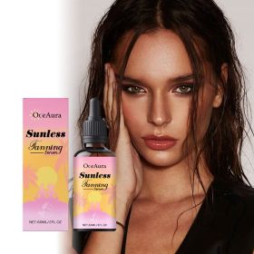 Sunless Tanning Serum Natural Dark Bronze Glow Quick Absorb Streak-Free Body Bronzing Oil Lightweight Self Tanner for Beach Vacation Outdoor Skin