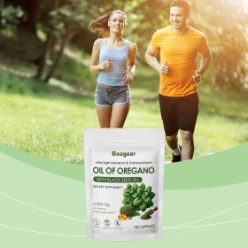 Oil of Oregano with Black Seed Oil Capsules, 6000mg Herbal Equivalent Dietary Supplement, Dairy & Gluten Free, 100 Count