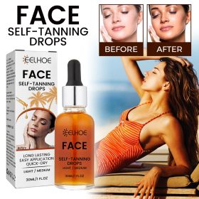 Face Self Tanning Drops Custom Light Medium Bronze Glow Mixable Sunless Tanning Serum Quick Dry Streak-Free Hydrating Facial Tanning Liquid Summe