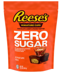 REESE'S Zero Sugar Miniatures Chocolate Peanut Butter Cups Candy Bag, 15.5 oz
