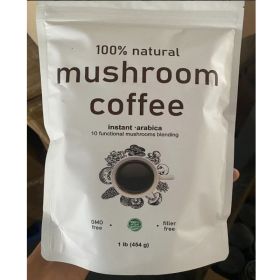 10in1 Mushroom Coffee Powder, Premium Arabica Instant Coffee Blend With Mane, Reishi, Chaga  8 Functional Mushrooms, Low Caffeine, Non GMO, Fille (Option: 1 LB)