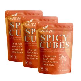 Spicy Cubes, Intimacy Gummies with Chili Pepper, Muira Puama, Maca Root, Epimedium, Helps Promote Hormone Balance, Calmness and Intimacy Wellness (QTY: 3 PCS)