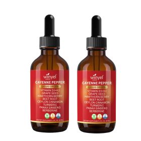 WINYEL Cayenne Pepper Drops Herbal Supplement, Hawthorn Berry, Vitamin D3 K2, Beet Root, Ceylon Cinnamon, Turmeric & Berberine Extract, 60ML (QTY: 2 PCS)