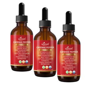 WINYEL Cayenne Pepper Drops Herbal Supplement, Hawthorn Berry, Vitamin D3 K2, Beet Root, Ceylon Cinnamon, Turmeric & Berberine Extract, 60ML (QTY: 3 PCS)