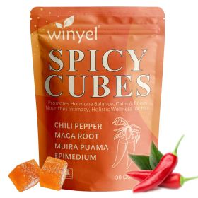 Spicy Cubes, Intimacy Gummies with Chili Pepper, Muira Puama, Maca Root, Epimedium, Helps Promote Hormone Balance, Calmness and Intimacy Wellness (QTY: 1 PCS)