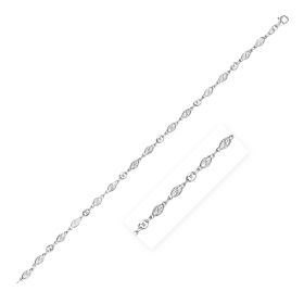 Sterling Silver Anklet with Marquise Leaf Motifs (size: 9 inches)