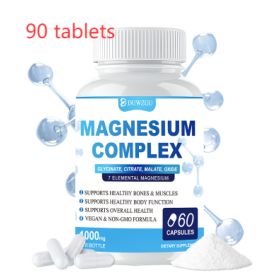 Magnesium Complex Supplement With Glycinate Citrate, Malate Oxide, Supports Bone, Muscle Digestive Health, Vegan Non-GMO, 60 Capsules (Option: 90 tablets)